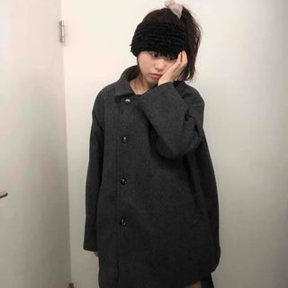 Wool Single Button Oversized Coat