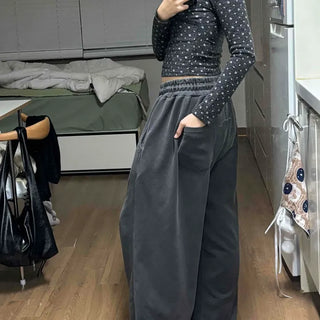 Washed Balloon Fit Elastic Waist Wide Training Pants