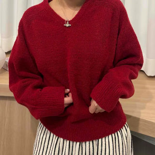 Basic V-neck Angora Knit