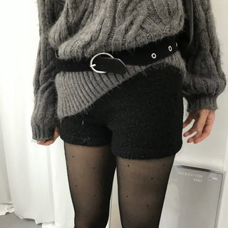 High-waisted boucle shorts