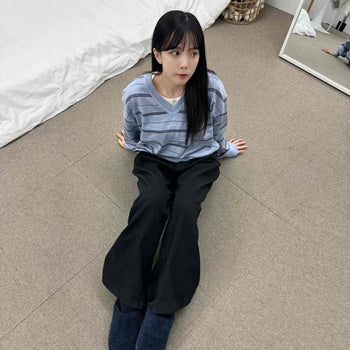 Daily Border Loose Fit V-Neck Knit