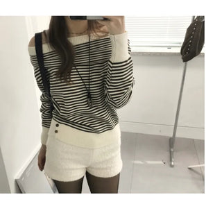 WENDY STRIPE OFF-SHOULDER KNIT