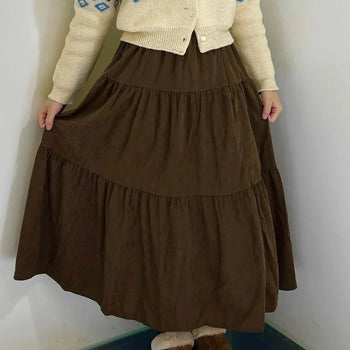Corduroy Frill Maxi Skirt