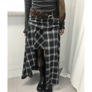 Tartan Check Wrap Long Skirt