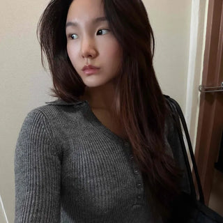 V-neck Slim Fit Knit Mini Dress