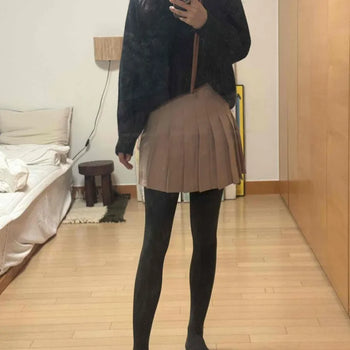 High-waisted Pleated Semi-Midi Skirt