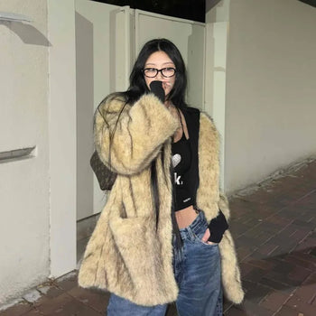 Maxi Hairy Midi Fur Coat