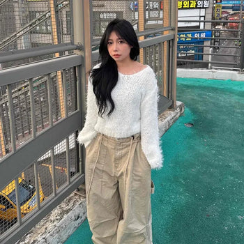 Airy Shaggy Round Loose Fit Knit