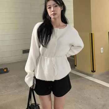 Button Knit Cardigan with Strap Detail