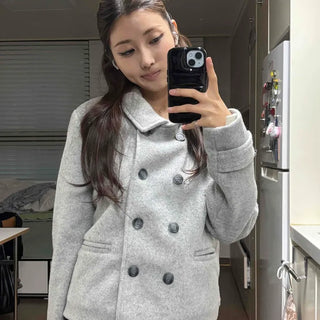 Collared Double Button Short Coat