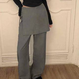 Minimal Layered Wrap Skirt Slacks Pants