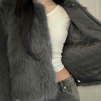 Hairy Faux Fur Short Jacket