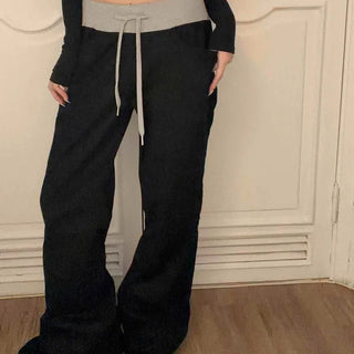 Color Block Elastic Y2K Bootcut Long Pants