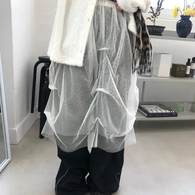 See-through Pintuck Skirt