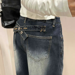 Catbrush back detail denim pants