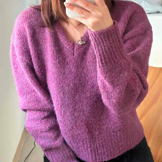 Vintage Loose Heathered Semi-Crop Knit