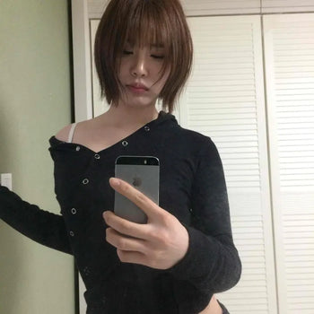 Snap Button Wrap Crop Hoodie