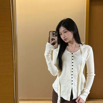 French Strap Slim Button Cardigan