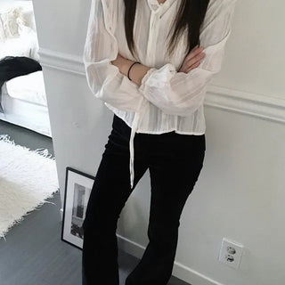 Ruffle Pintuck Blouse