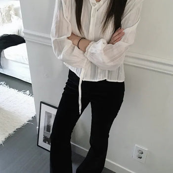 Ruffle Pintuck Blouse