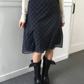 *Muand* Soup Check Midi Skirt