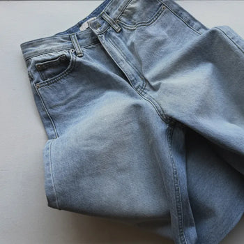 Light blue wide denim pants