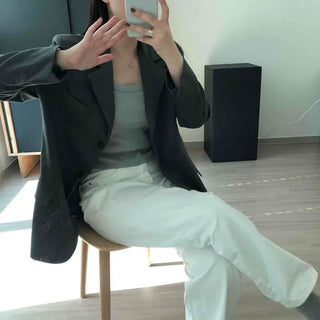 Chic Modern Shoulder-Padded Quilted Sleeve Jacket