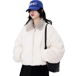 Vanity Sherpa Collar Bomber Jacket Sherpa Duck Down Short Padded Crop Jacket Winter