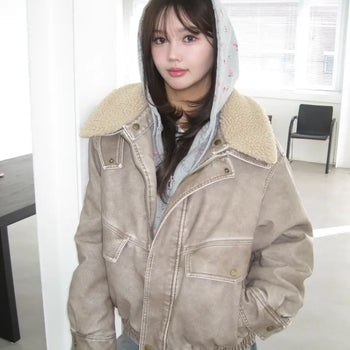 *MD Highly Recommended Item, UNISEX* Washed Leather Shearling Jacket