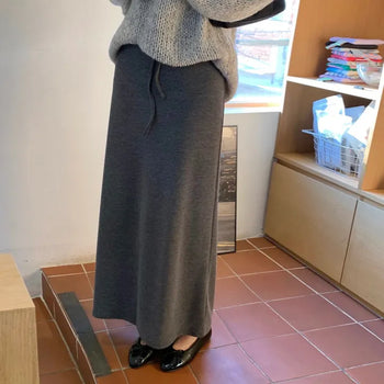 Herinne Elastic Knit Maxi Long Skirt