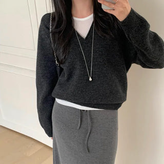 Mudit Cashmere Wool Deep V-Neck Loose Fit Knit