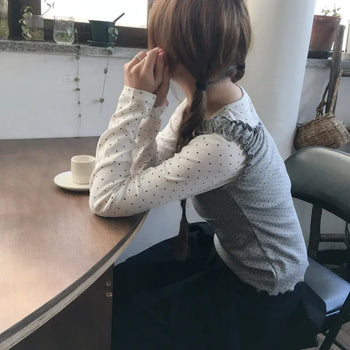 Ribbon and Tiny Dot Frill Sleeveless