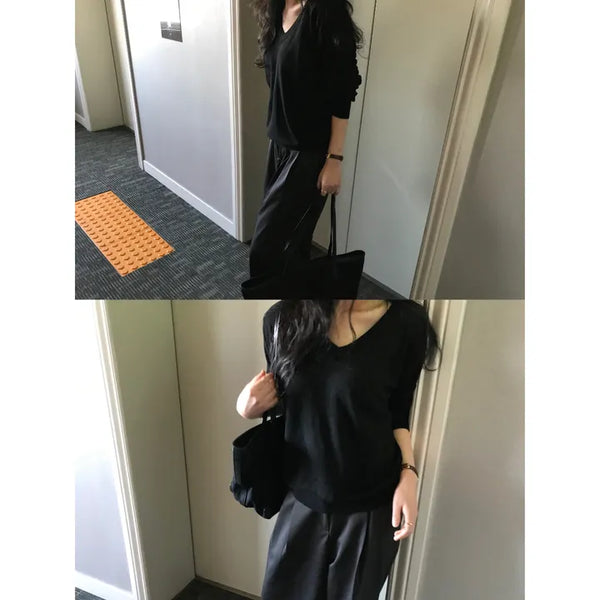 Stand V-neck Knit (7 colors)