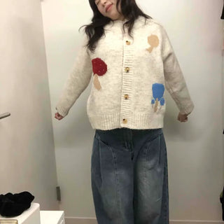 Lovely Pattern Button Loose Fit Knit Cardigan