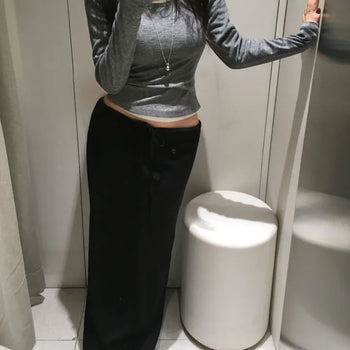 *Glam Fit*  Thick and Stretchy U-Neck Basic Long Sleeve T-shirt