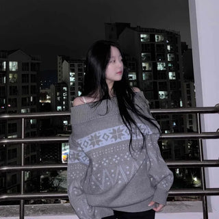Nordic Fair Isle Pattern Round Neck Oversized Knit