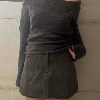 Wide Off-Shoulder Loose Fit Knit
