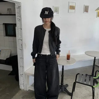 Way Cutting Buckle Denim Pants
