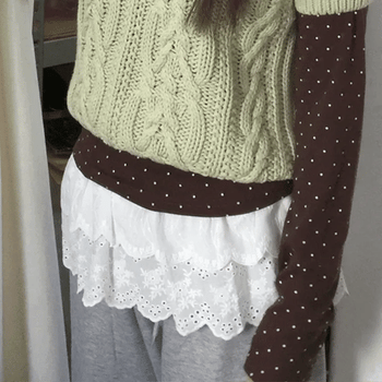 Layered lace miniskirt