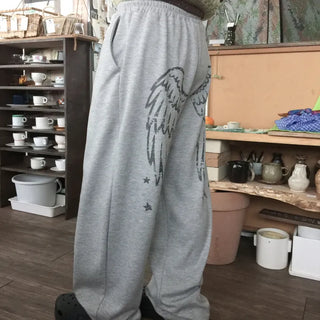 Angel Back Print 2-Way Jogger Wide Pants