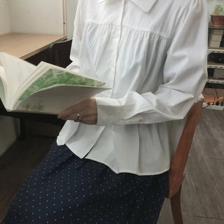 3-Tiered Shirred Collar Blouse