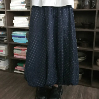 Elastic waist polka dot shirring balloon skirt