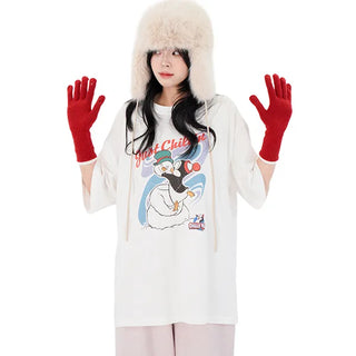 Kitori Fingerhole Contrast Knit Gloves Warmer Long Wrist Smartphone Touch Gloves Winter Gloves