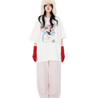 Hukkuni Mink Fleece-Lined Wide Pants Fleece-Lined Plus Size High-Waisted Elastic Pants Warm Item for Curvy Figures Winter Cold Wave