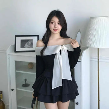 Off-shoulder Organza Ribbon Top