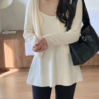 Cardigan + Knit Dress Sleeveless Cardigan Set