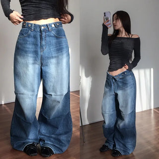 Holten Pintuck Buckle Denim Wide Pants