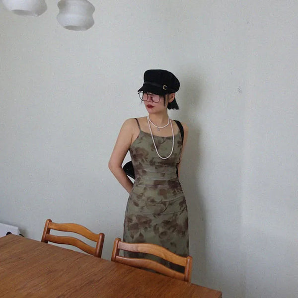 Oriental floral long dress