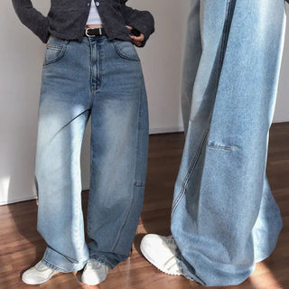 Heprint balloon denim wide pants