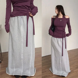 Febi Stitch Banding Long Skirt